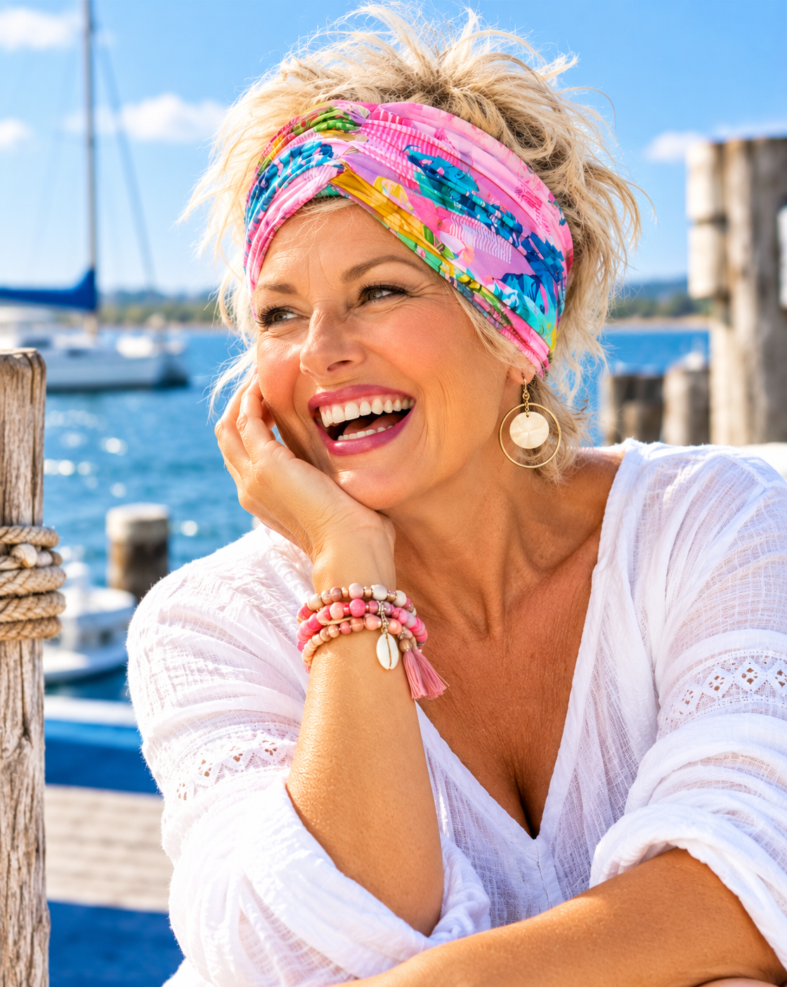 Lina Maris Damen Sommerstirnband Pink Paradise in Rosa und Pink aus Baumwolle – leichtes Haaraccessoire für den Sommer