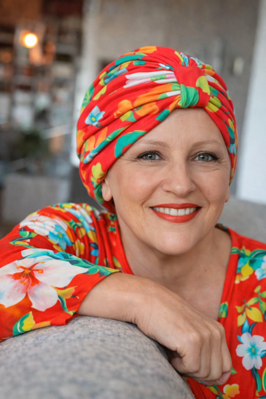 Person trägt einen gemusterten Turban